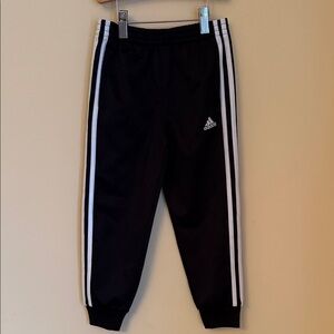 Adidas Kids Black Joggers with White Stripes